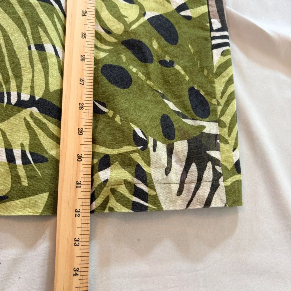 Talie Tropical Palm Zebra Print Linen Blend Zip Front Jacket Womens Large Green